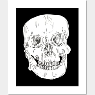 Skull Line Drawing Posters and Art